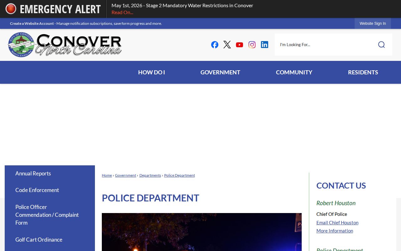 Official Conover Police Department page